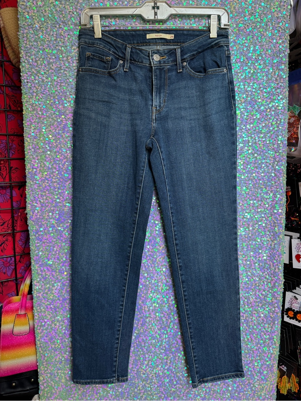 Levi's 712 Slim Straight Leg Jeans in Dark Blue Denim